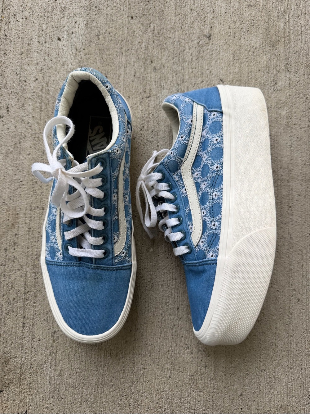 Vans Old Skool Stackform Sneaker Denim Platform Shoes size 8